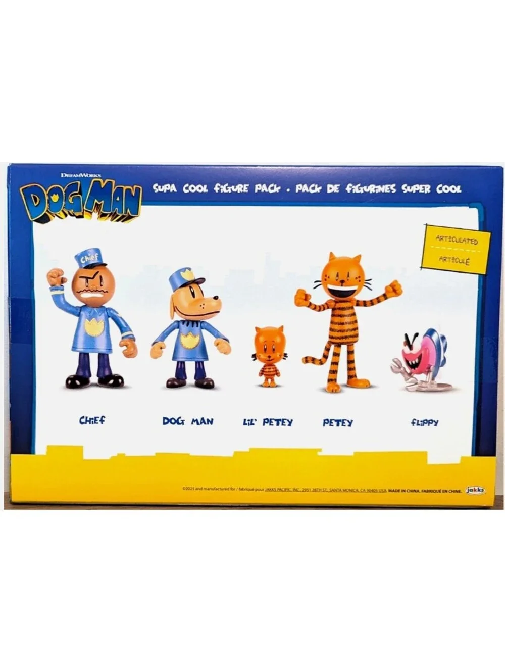 NEW! Dog Man Supa Cool Figure 5-Pack (Petey, Lil Petey, Chief, Flippy)